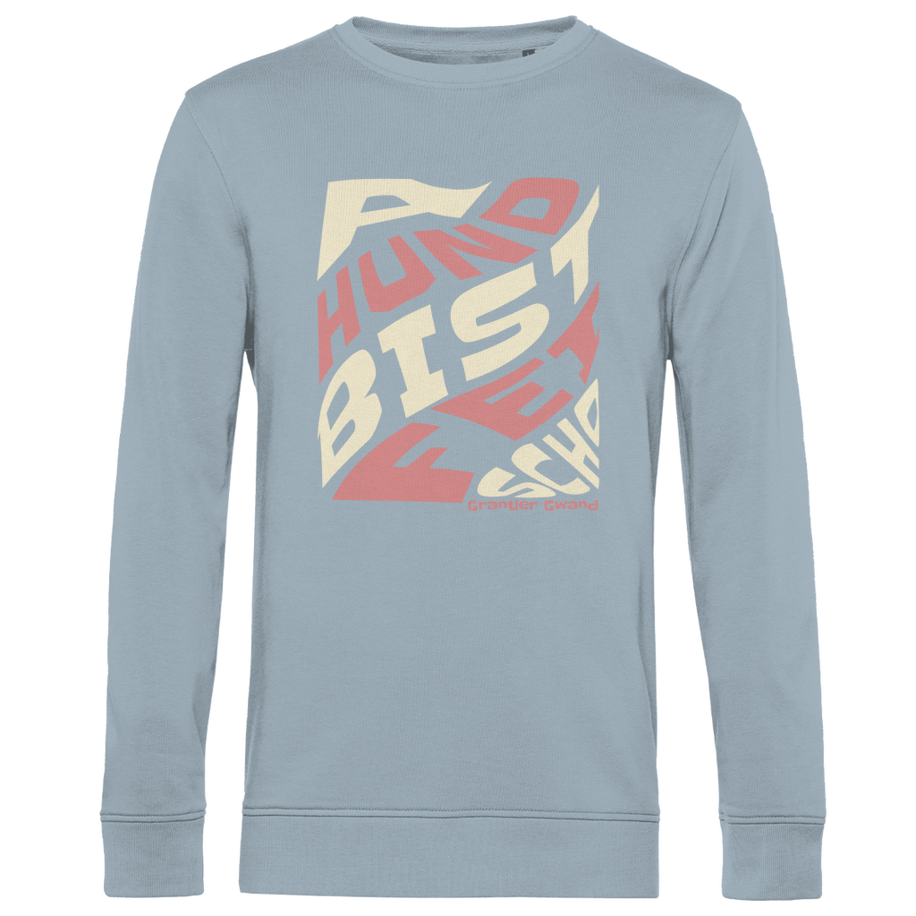 Bayerisches Herren Premium Bio Sweatshirt A Hund bist fei scho - rot/beige - Grantler Gwand