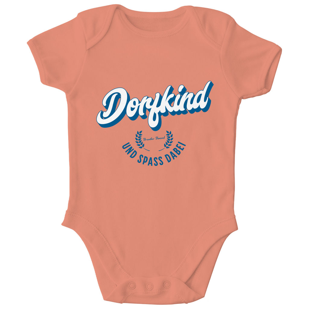 Bayerischer Bio Baby Body Dorfkind und Spaß dabei - blau - Grantler Gwand