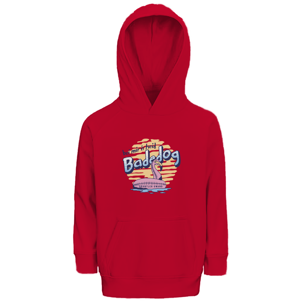 Bayerischer Kinder Premium Bio Hoodie Bei mir is heid Badedog - blau - Grantler Gwand