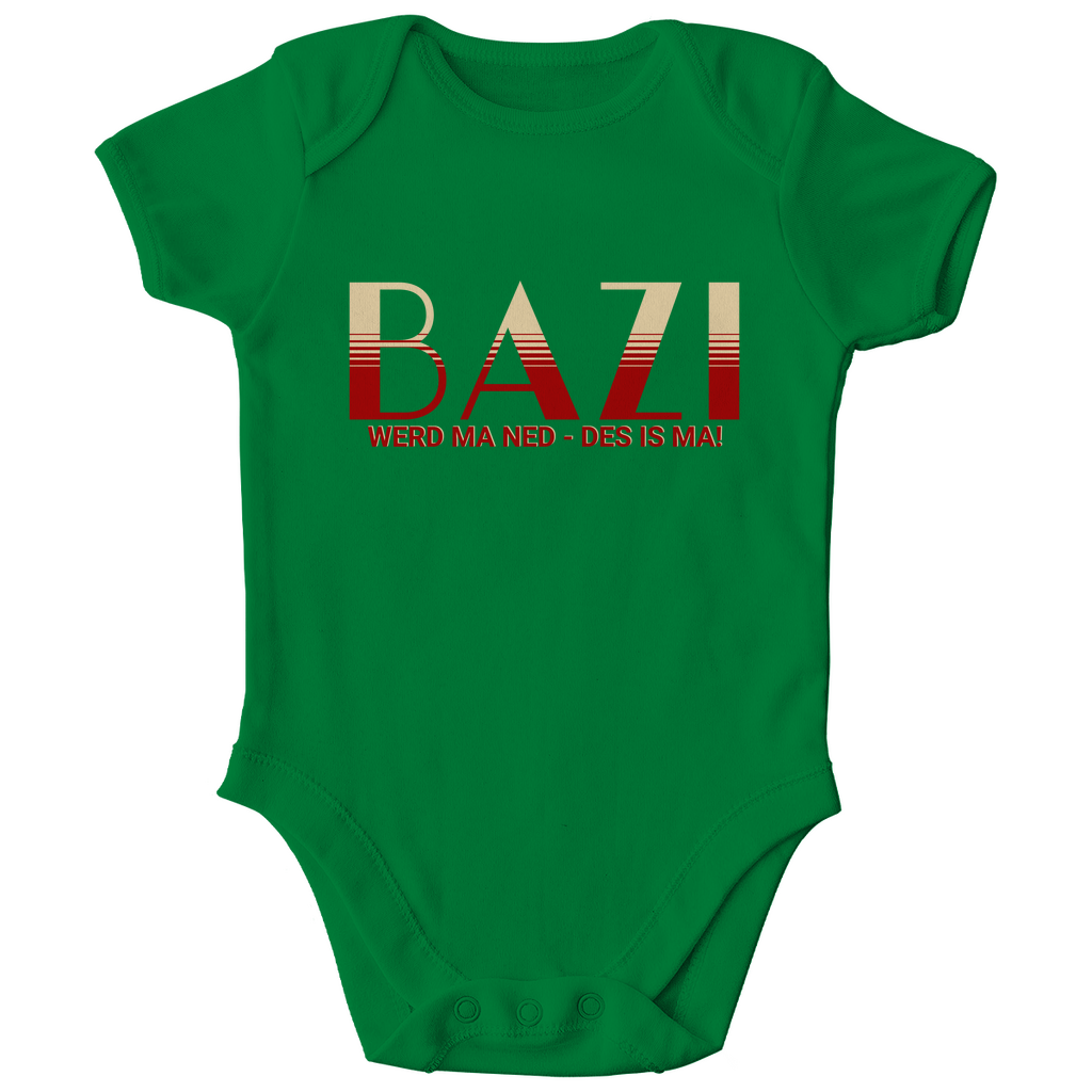 Bayerischer Bio Baby Body Bazi werd ma ned, des is ma - rot/beige - Grantler Gwand