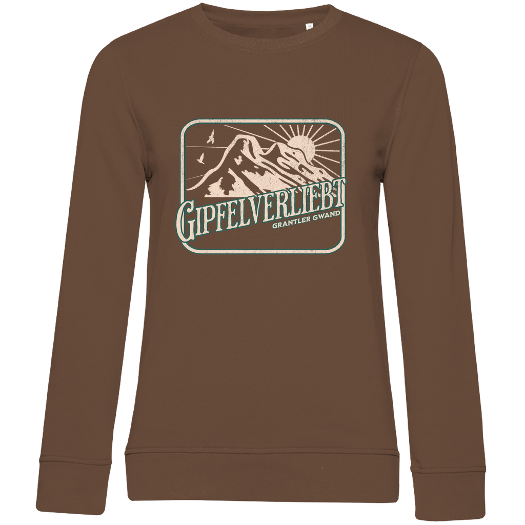 Damen Premium Bio Sweatshirt Gipfelverliebt - grün/gold