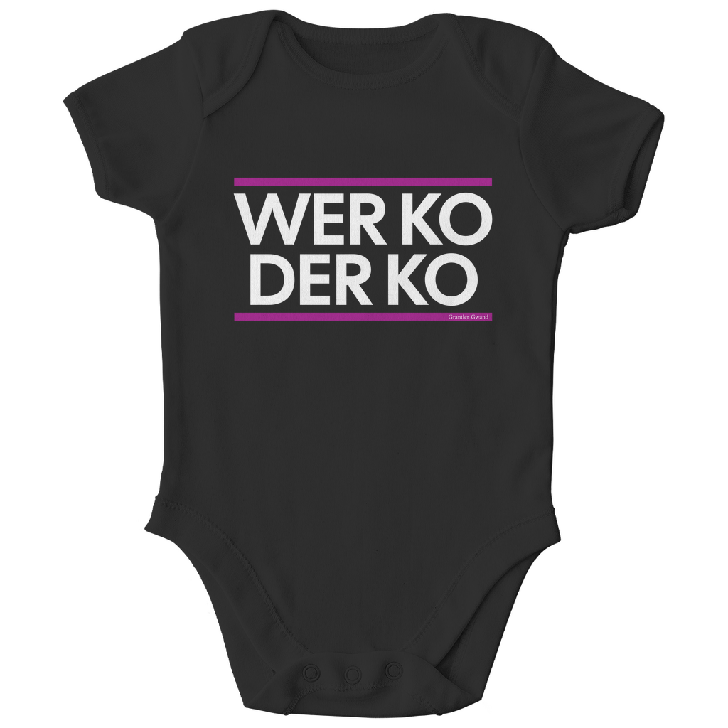 Bayerischer Bio Baby Body wer ko der ko - pink/weiß - bayerisches Gwand