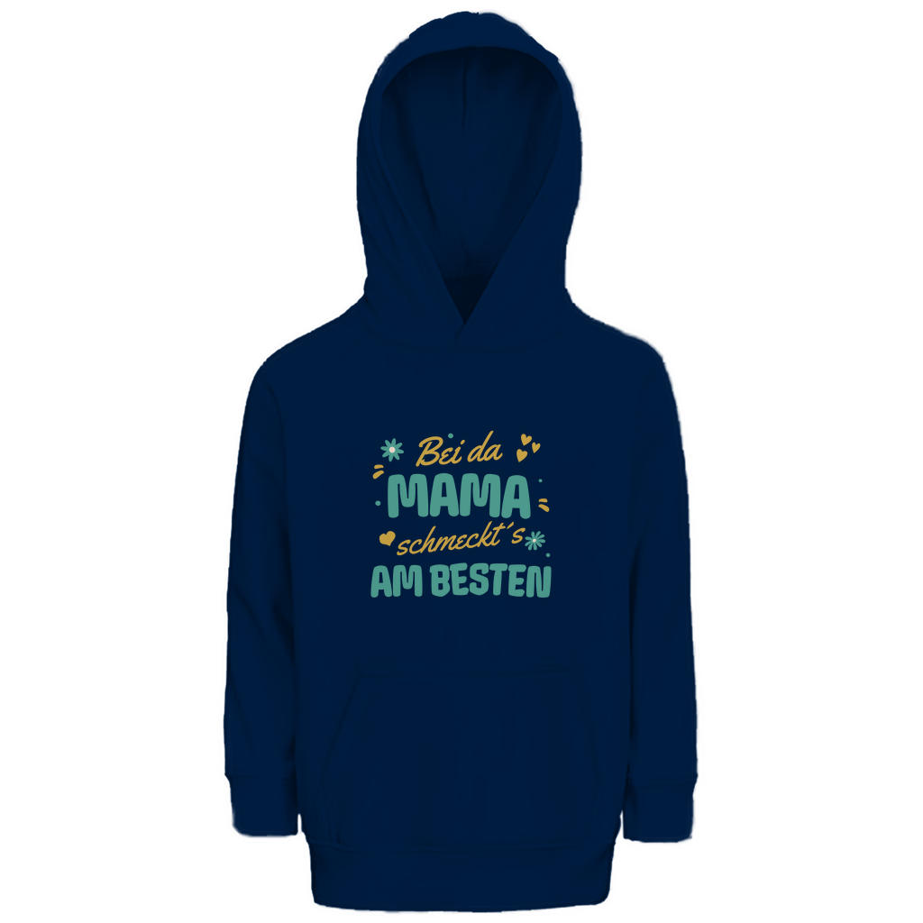 Bayerischer Kinder Premium Bio Hoodie Bei da Mama schmeckt´s am besten - grün - Grantler Gwand