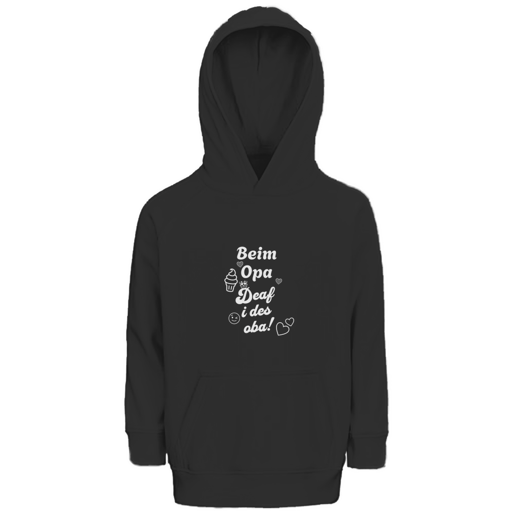Bayerischer Kinder Premium Bio Hoodie Beim Opa derf i des aba - weiß - Grantler Gwand