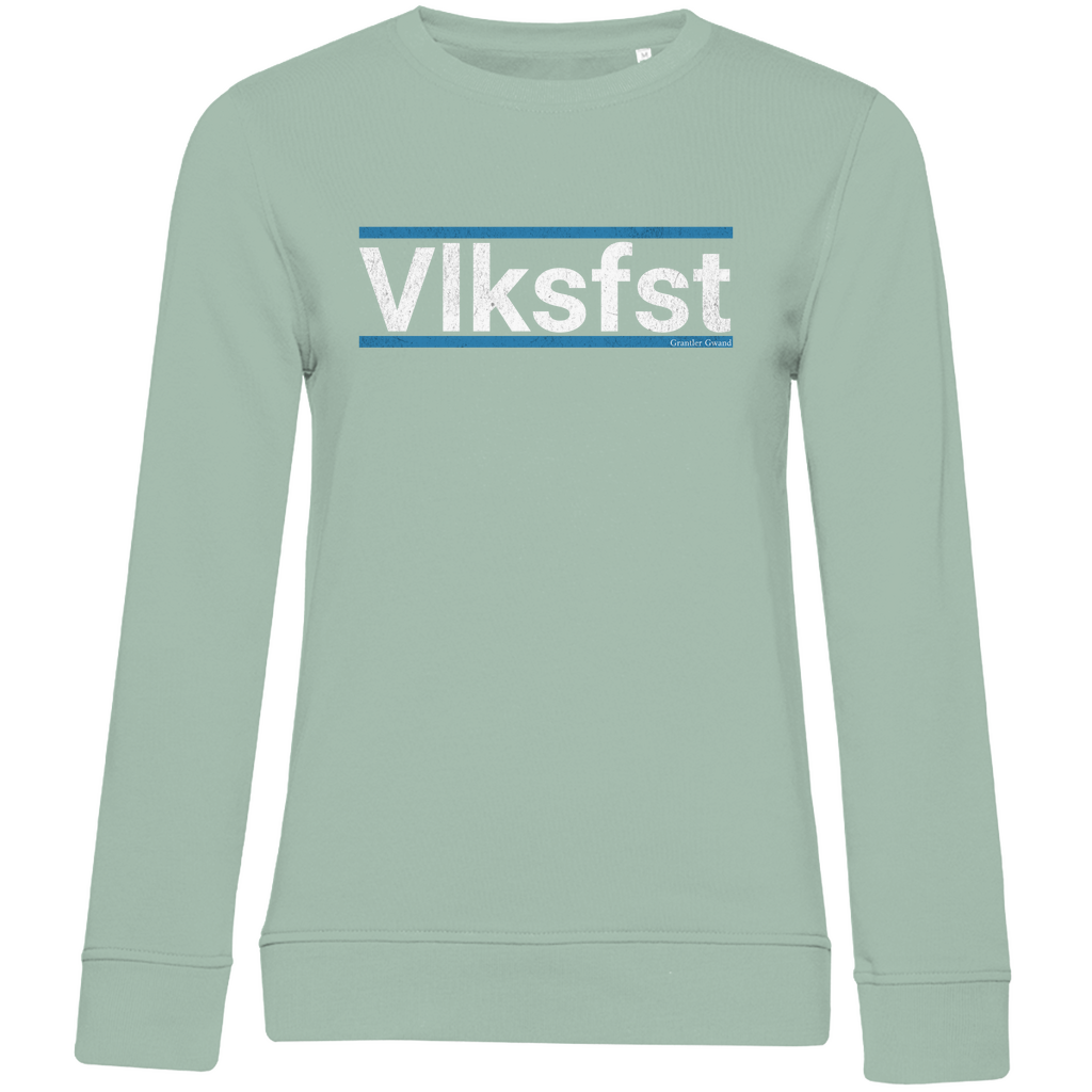 Damen Premium Bio Sweatshirt Vlksfst - blau/weiß