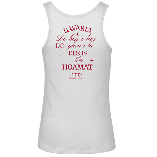 Bayerisches Damen Premium Organic Tank Top Bavaria, do bin I her - Rot - Front- und Backprint - Grantler Gwand