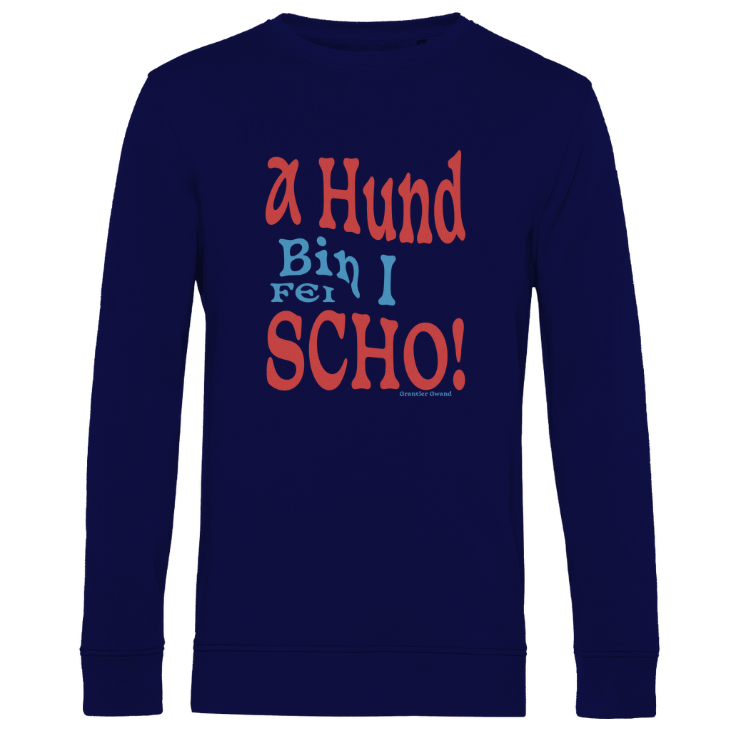 Herren Premium Bio Sweatshirt A Hund bin i fei scho - rot/blau