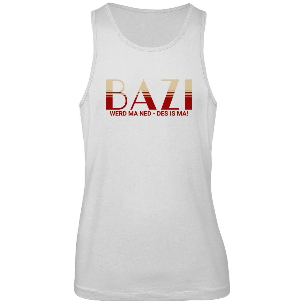 Bayerisches Herren Premium Tank Top Bazi werd ma ned, des is ma - rot/beige - Grantler Gwand
