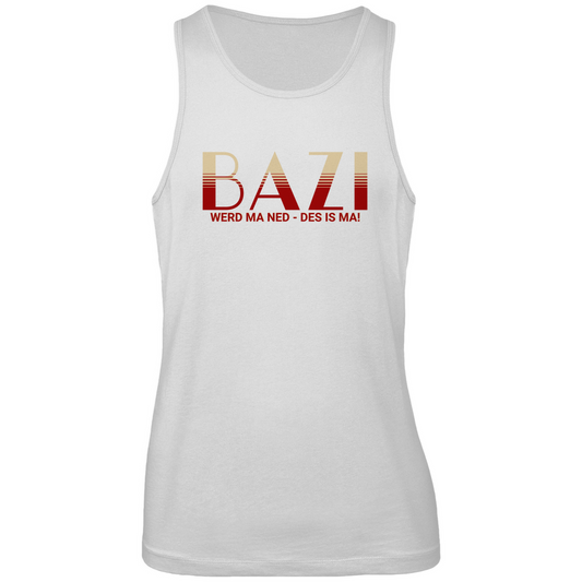 Bayerisches Herren Premium Tank Top Bazi werd ma ned, des is ma - rot/beige - Grantler Gwand