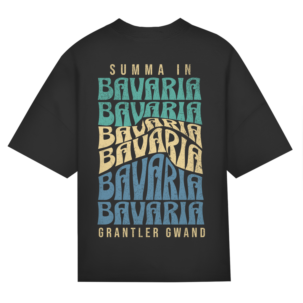 Bayerisches Oversize T-Shirt unisex - Summa in Bavaria - Grün/Gold/Blau - Grantler Gwand