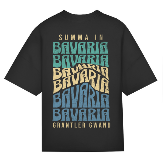 Bayerisches Oversize T-Shirt unisex - Summa in Bavaria - Grün/Gold/Blau - Grantler Gwand