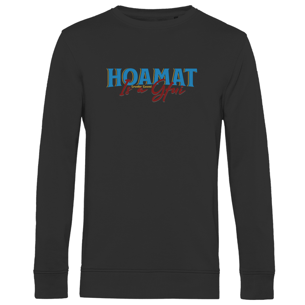 Herren Premium Bio Sweatshirt Hoamat is a Gfui - blau/rot
