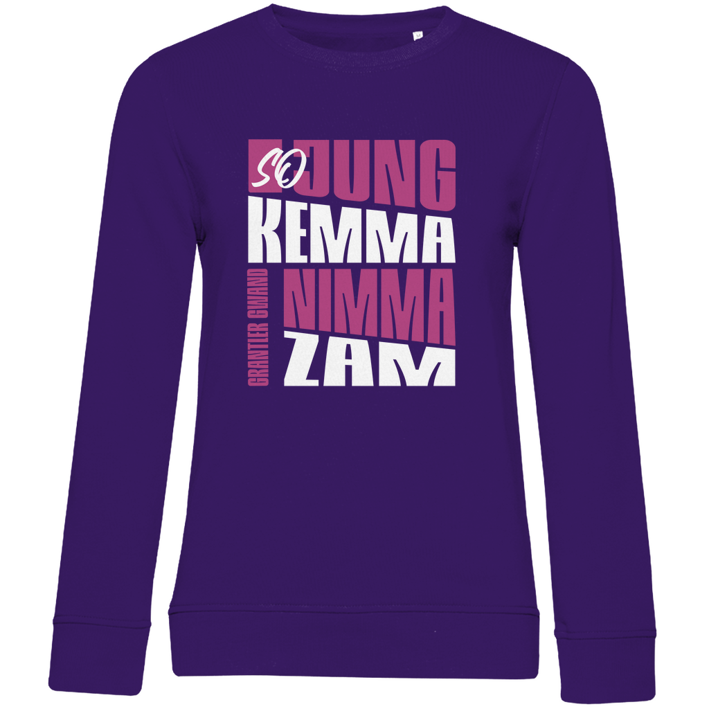 Damen Premium Bio Sweatshirt So jung kemma nimma zam - lila/weiß