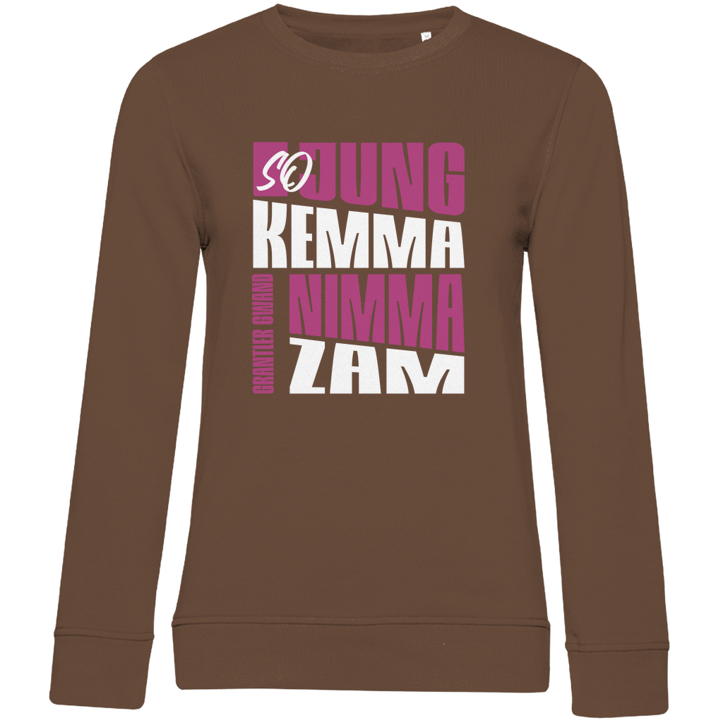 Damen Premium Bio Sweatshirt So jung kemma nimma zam - lila/weiß