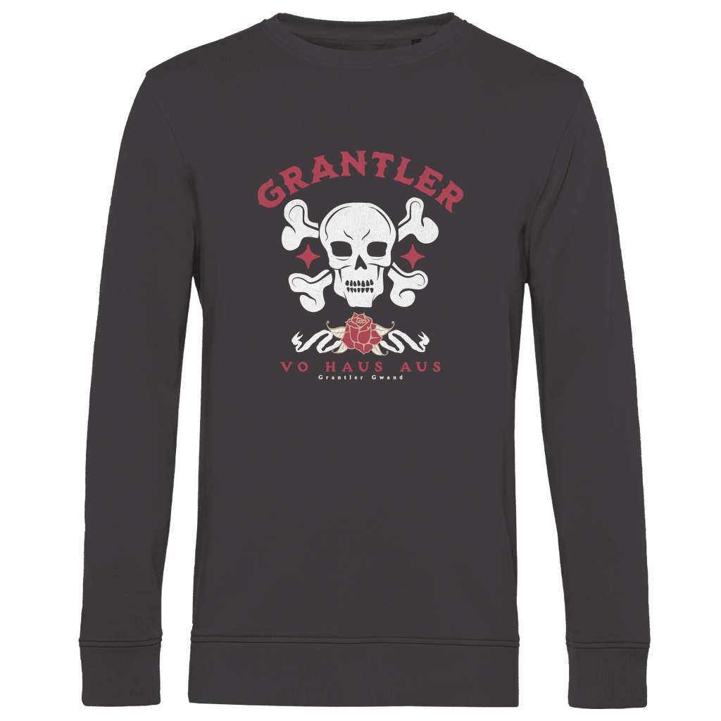 Bayerisches Herren Premium Bio Sweatshirt Grantler vo Haus aus - rot/weiß - Grantler Gwand