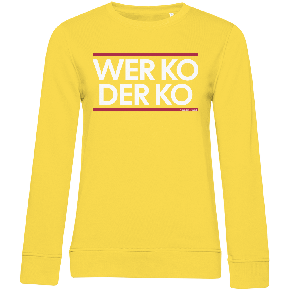 Damen Premium Bio Sweatshirt wer ko der ko - rot/weiß