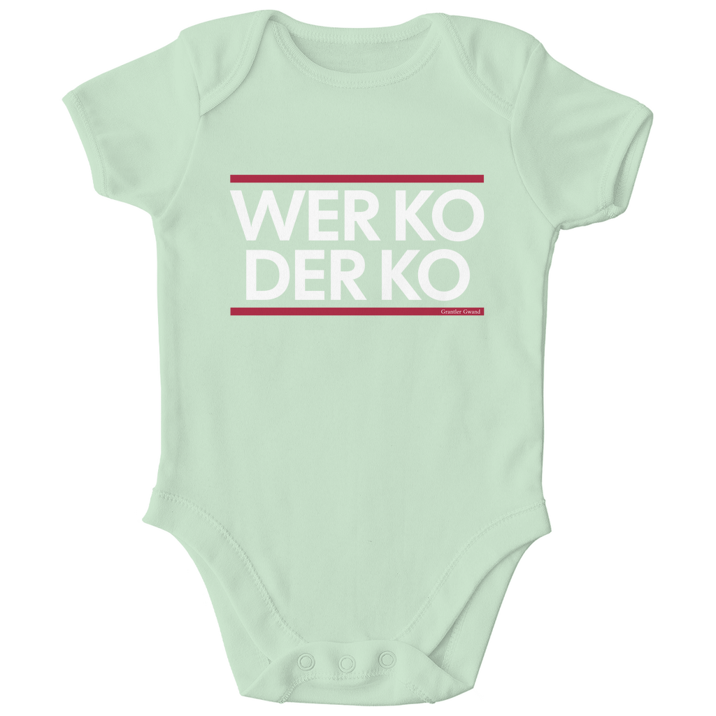 Bayerischer Bio Baby Body wer ko der ko - rot/weiß - bayerisches Gwand