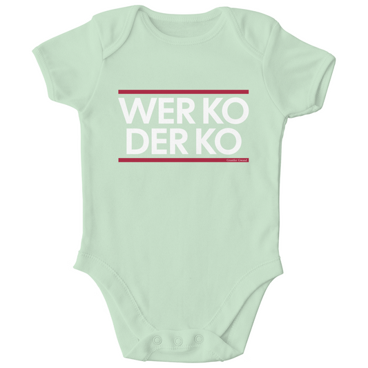 Bayerischer Bio Baby Body wer ko der ko - rot/weiß - bayerisches Gwand