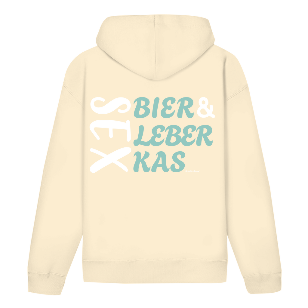 Bayerischer Hoodie Unisex - Sex, Bier, Leberkas - grün/weiß - Grantler Gwand