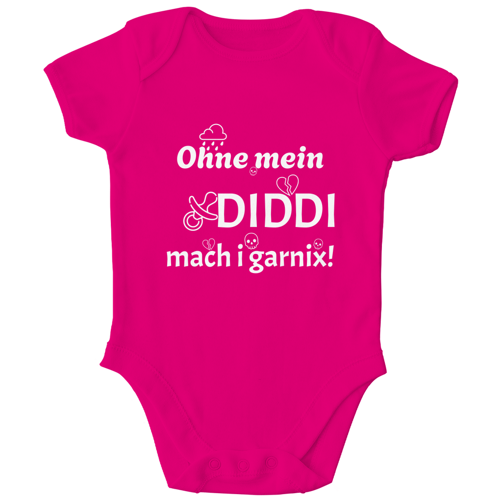 Bayerischer Bio Baby Body Ohne mein Diddi - weiß - Grantler Gwand