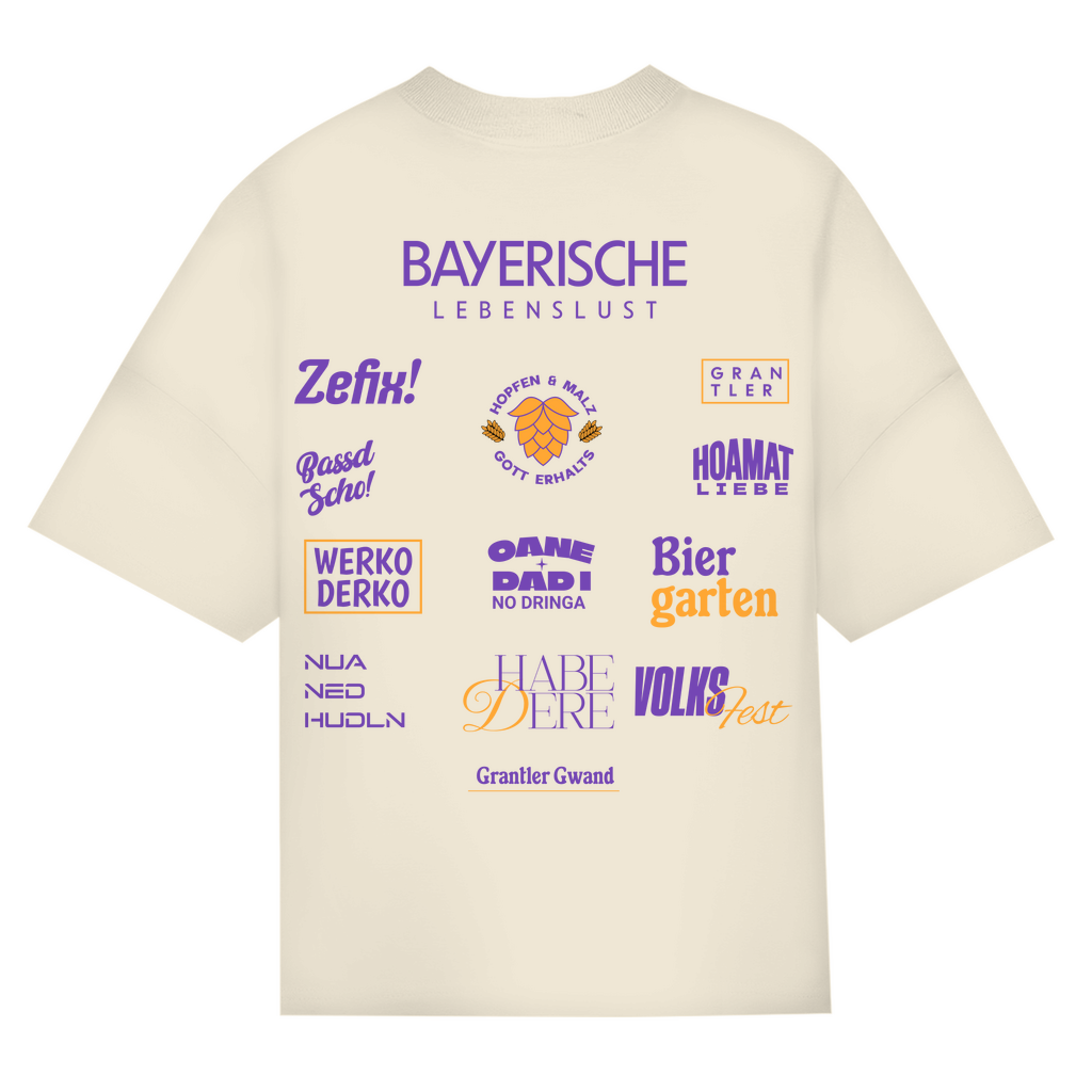 Bayerisches Oversize T-Shirt Unisex - Bayerische Lebenslust - Spruchshirt - Grantler Gwand