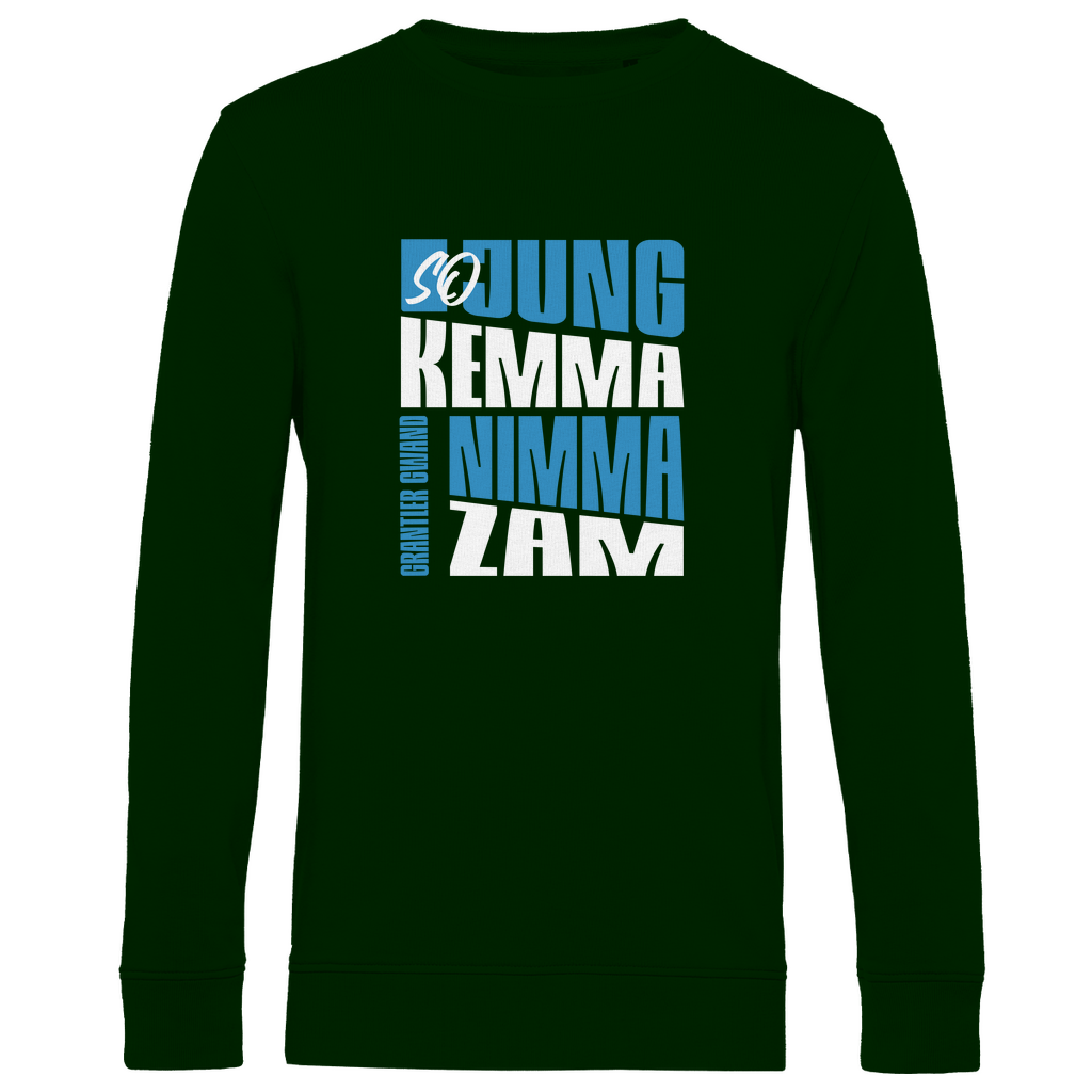 Herren Premium Bio Sweatshirt So jung kemma nimma zam - blau/weiß