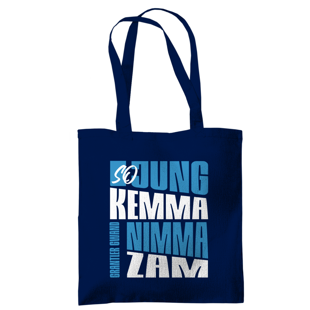 Bayerische Tragetasche - So jung kemma nimma zam - blau/weiß - Grantler Gwand