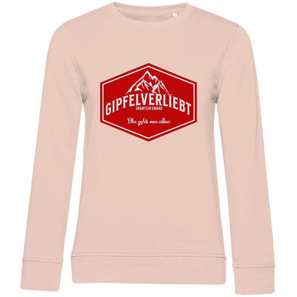 Damen Premium Bio Sweatshirt Gipfelverliebt Wappen- rot