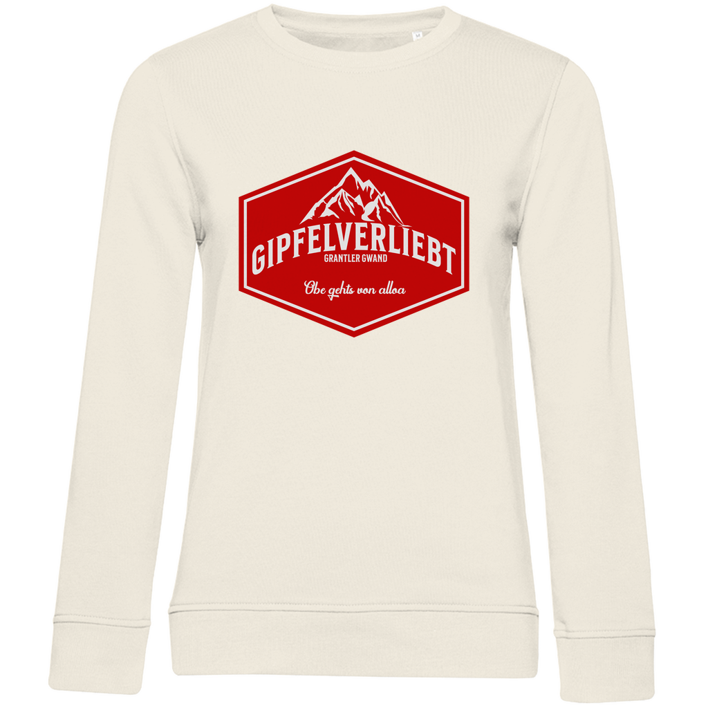 Damen Premium Bio Sweatshirt Gipfelverliebt Wappen- rot