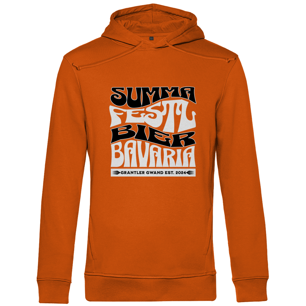 Bayerischer Herren Premium Bio Hoodie Summa, Festl, Bier, Bavaria - schwarz/weiß - Grantler Gwand