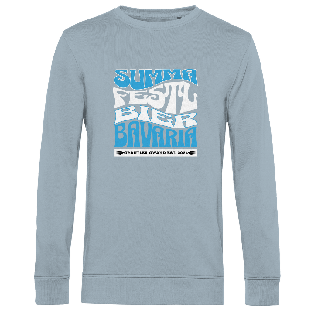 Herren Premium Bio Sweatshirt Summa, Festl, Bier, Bavaria - blau/weiß