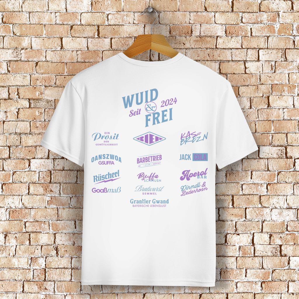 Bayerisches T-Shirt Unisex - Wuid & Frei Dorfleben - Grantler Gwand