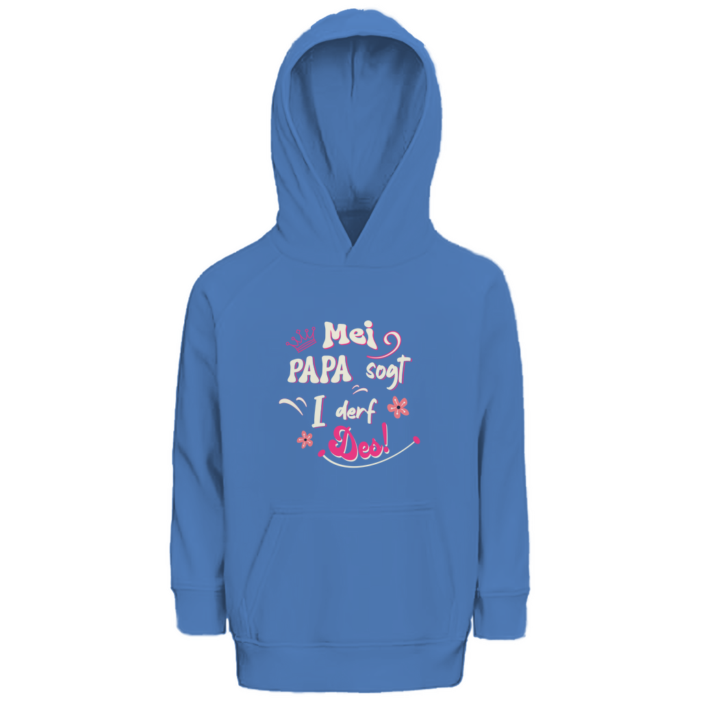 Bayerischer Kinder Premium Bio Hoodie Mei Papa sogt I derf des - pink - Grantler Gwand