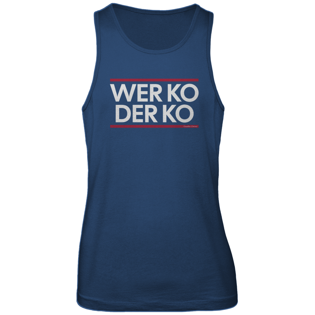 Bayerisches Herren Premium Tank Top wer ko der ko - rot/weiß - Grantler Gwand