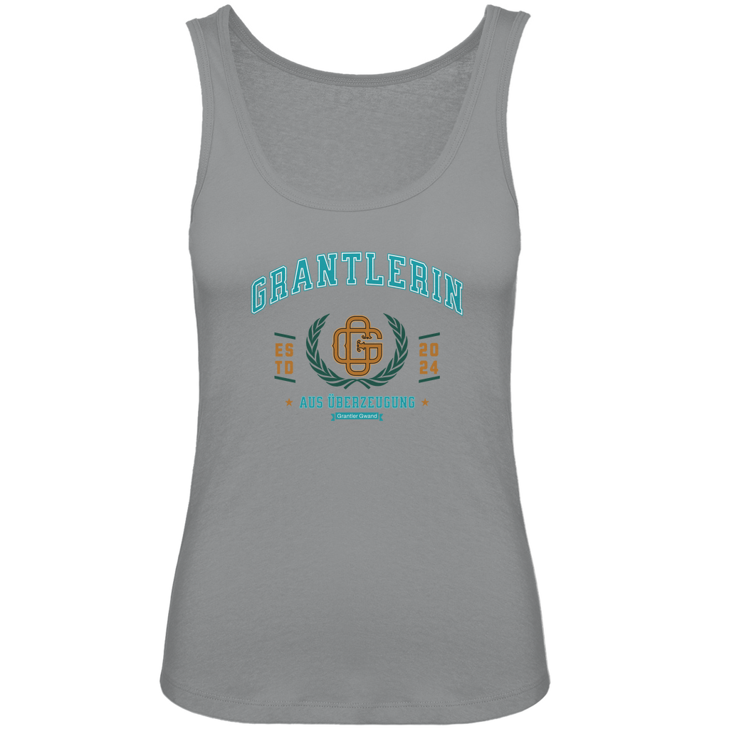 Bayerisches Damen Premium Organic Tank Top Grantlerin aus Überzeugung - mint/gold - Grantler Gwand