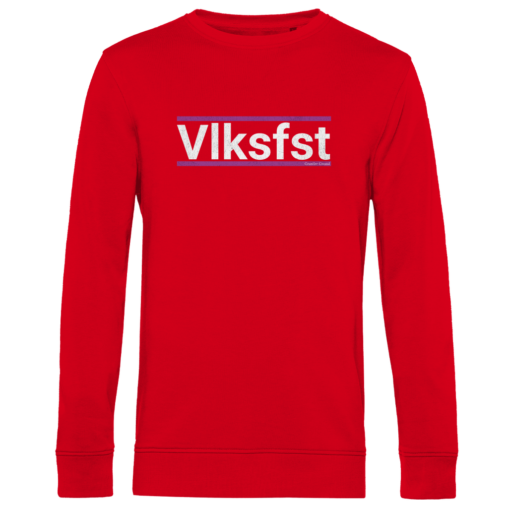 Herren Premium Bio Sweatshirt Vlksfst - lila/weiß