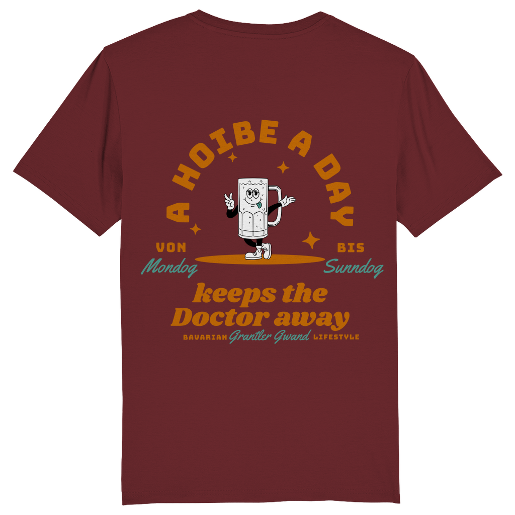 Bayerisches Herren T-Shirt A Hoibe away keeps the doctor away - FRONT-UND BACKPRINT - Grantler Gwand