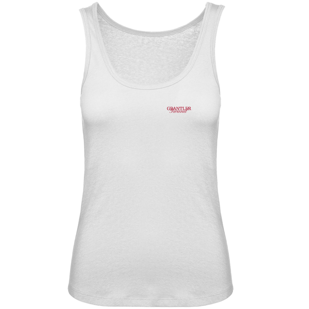 Bayerisches Damen Premium Organic Tank Top Bavaria, do bin I her - Rot - Front- und Backprint - Grantler Gwand