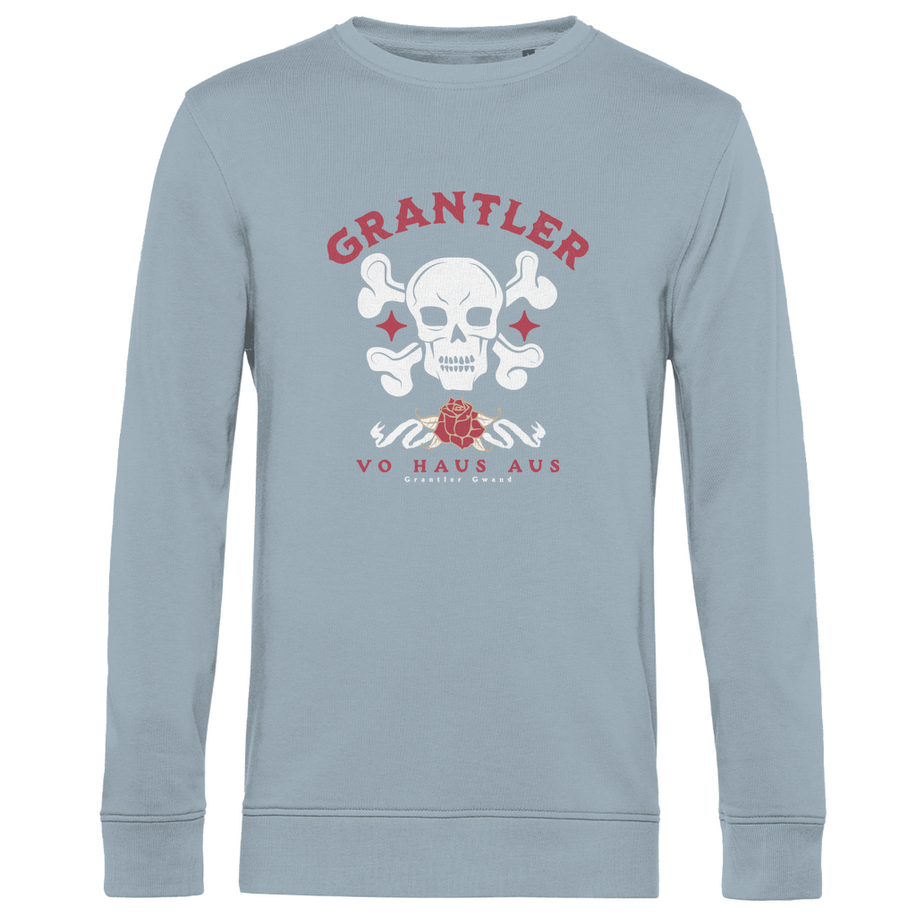 Bayerisches Herren Premium Bio Sweatshirt Grantler vo Haus aus - rot/weiß - Grantler Gwand