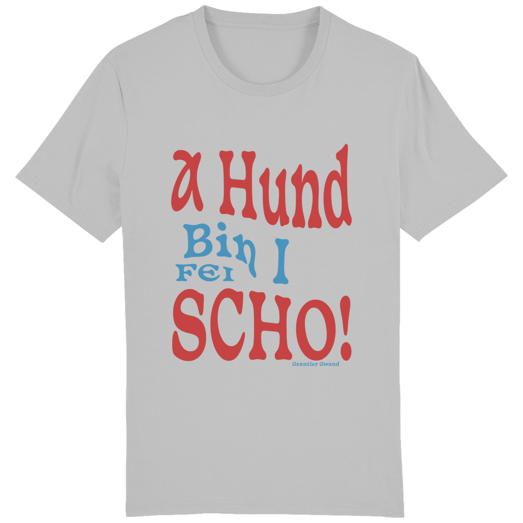 Bayerisches Herren T-Shirt A Hund bin i fei scho - rot/blau - Grantler Gwand