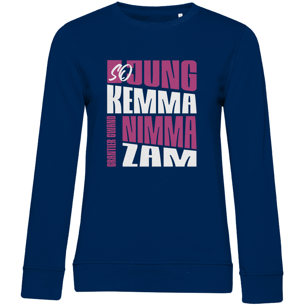 Damen Premium Bio Sweatshirt So jung kemma nimma zam - lila/weiß