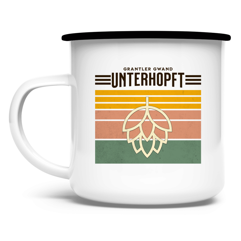 Emaille Tasse Unterhopft - schwarz