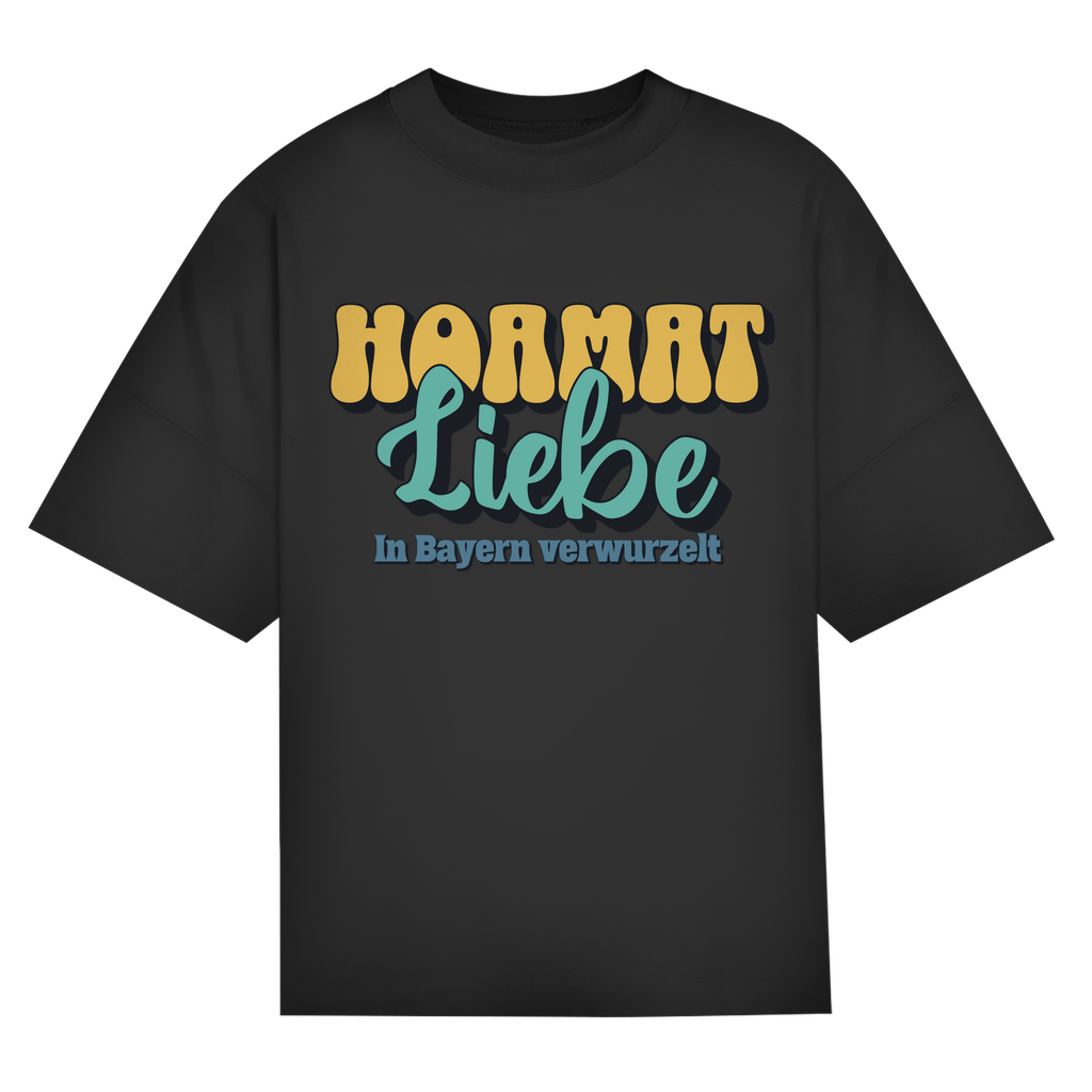 Bayerisches Oversize T-Shirt Unisex - Hoamat Liebe -gold/grün - Grantler Gwand