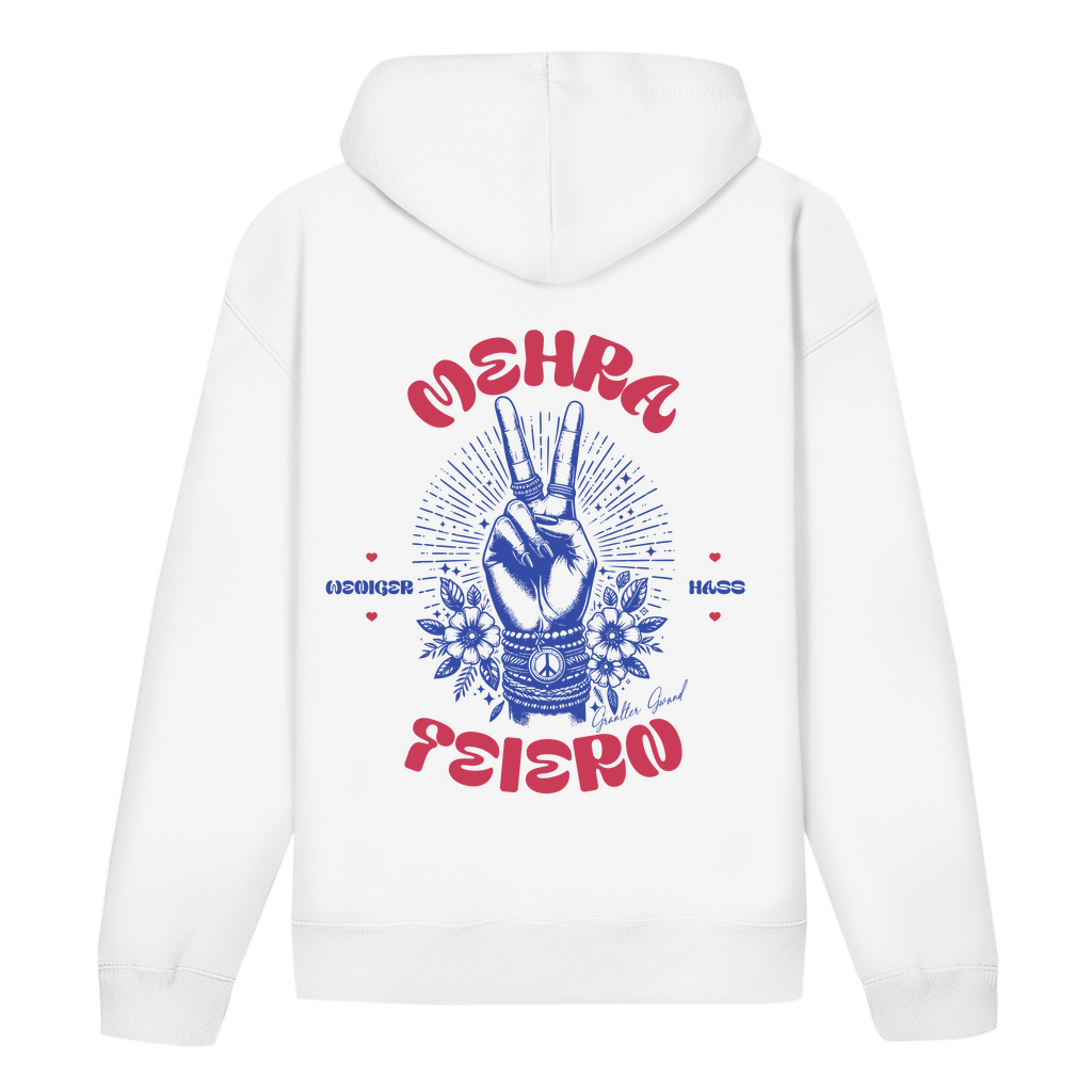 Bayerischer Hoodie Unisex - Weniger Hass, Mehra Feiern - Rot/Blau - Grantler Gwand