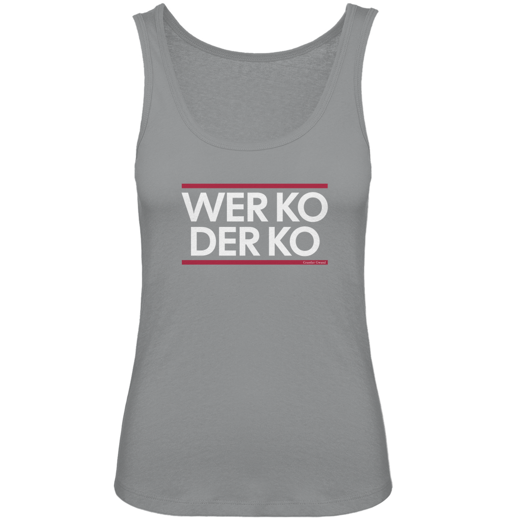 Bayerisches Damen Premium Organic Tank Top wer ko der ko - rot/weiß - Grantler Gwand