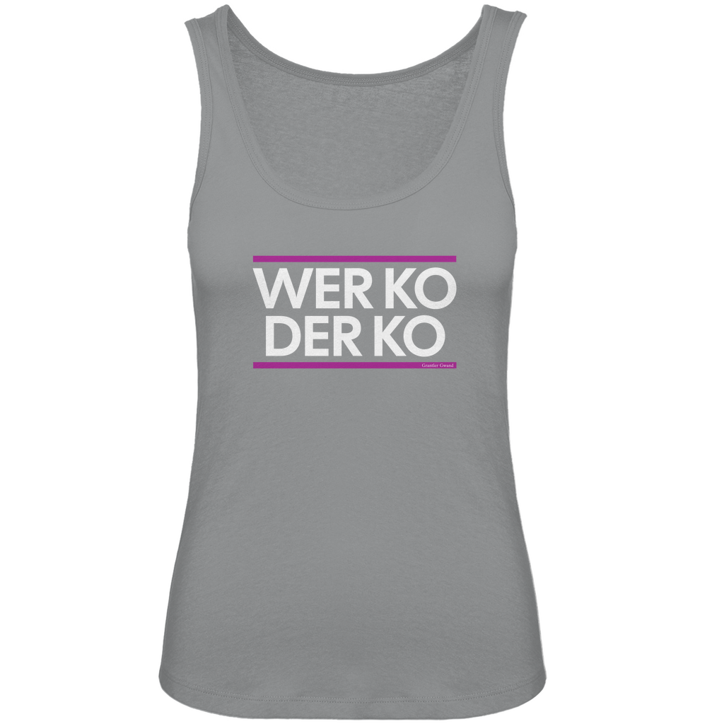 Bayerisches Damen Premium Organic Tank Top wer ko der ko - pink/weiß - Grantler Gwand