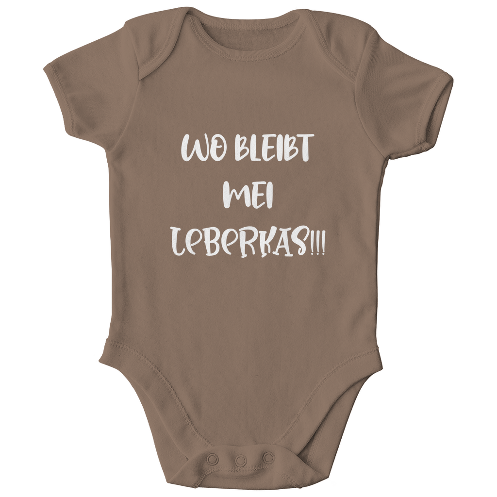 Bayerischer Bio Baby Body Wo bleibt mei Leberkas - weiß - bayerisches Gwand