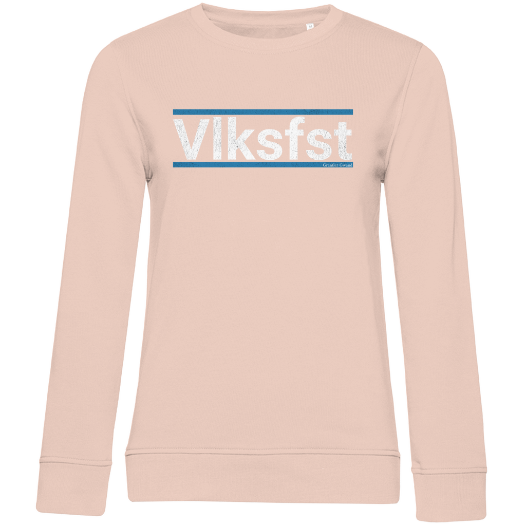Damen Premium Bio Sweatshirt Vlksfst - blau/weiß