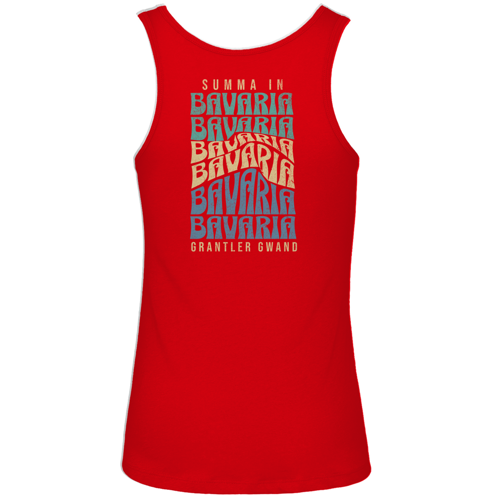 Bayerisches Damen Premium Organic Tank Top Summa in Bavaria - Grün/Gold/Blau - BACKPRINT - Grantler Gwand