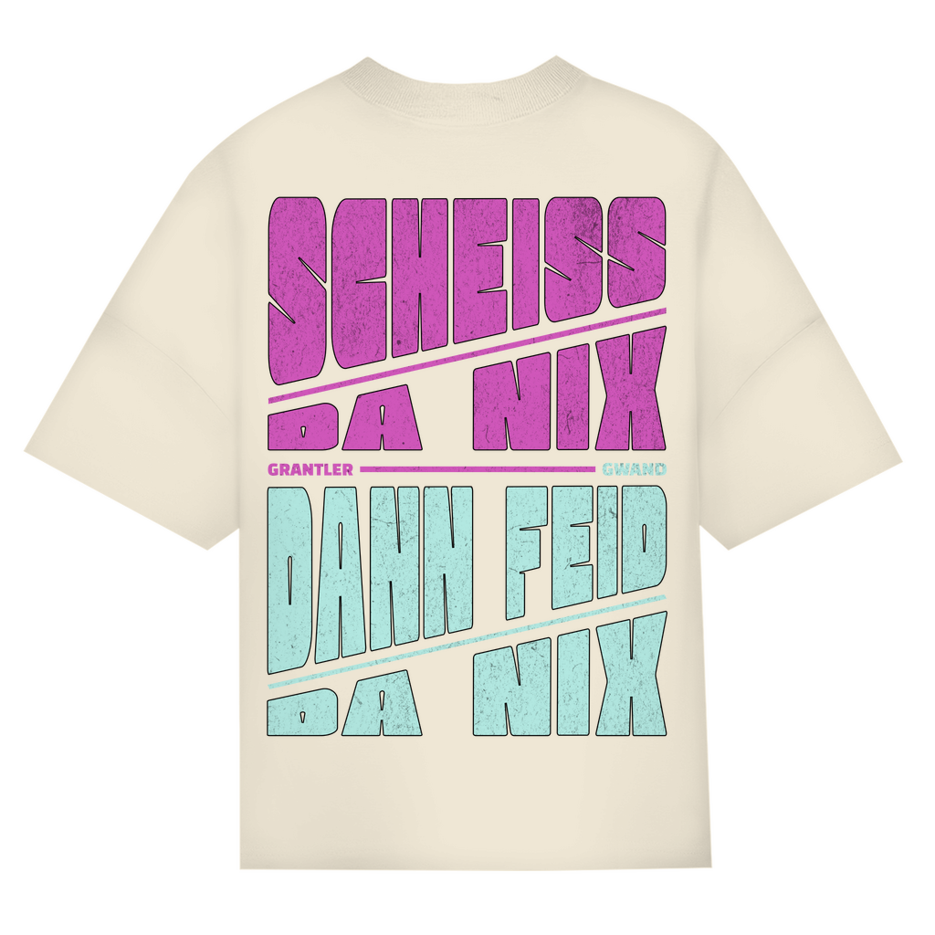 Bayerisches Oversize T-Shirt Frauen - Scheiss da nix dann feid da nix - pink/mint - Grantler Gwand